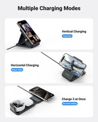 INIU SnapGo WI222 3 in 1 Wireless Charging Pad & Stand, 15W Magnetic Multifunction