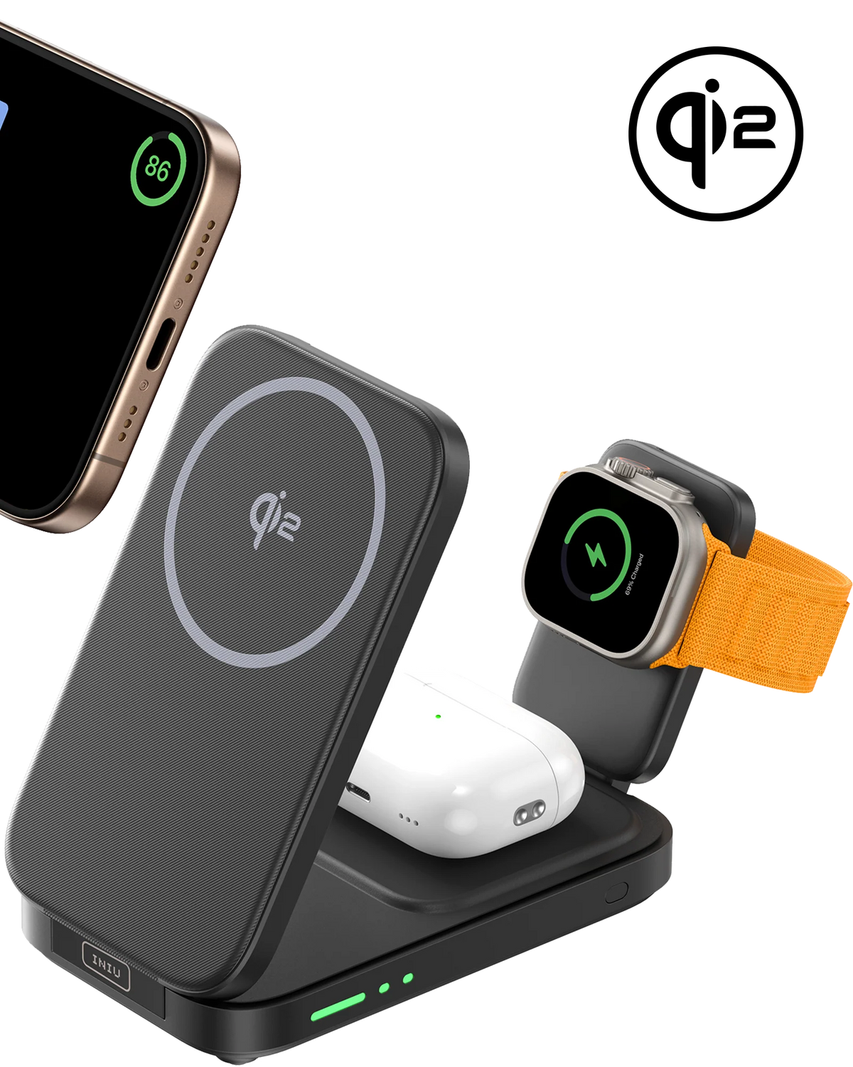 INIU SnapGo W31-E1 Qi2 15W 3 in 1 Magnetic Foldable Wireless Charger