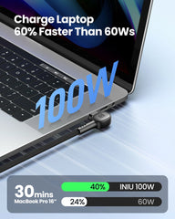 INIU D6CC 90° Design USB C Cable 100W (6.6ft, 2-Pack)